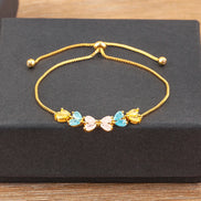 Gold Link Chain Bracelet – Adjustable Zircon Detail Bracelet with Polished Finish