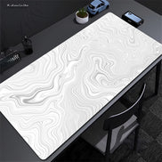 Black & White Liquid Wave XXL Mousepad – Ultra Large Aesthetic Gaming Desk Mat with Smooth Control & Non-Slip Base
