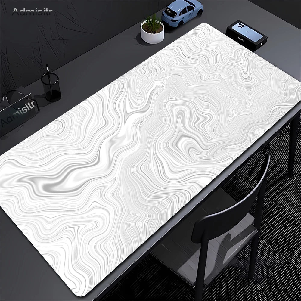 Black & White Liquid Wave XXL Mousepad – Ultra Large Aesthetic Gaming Desk Mat with Smooth Control & Non-Slip Base