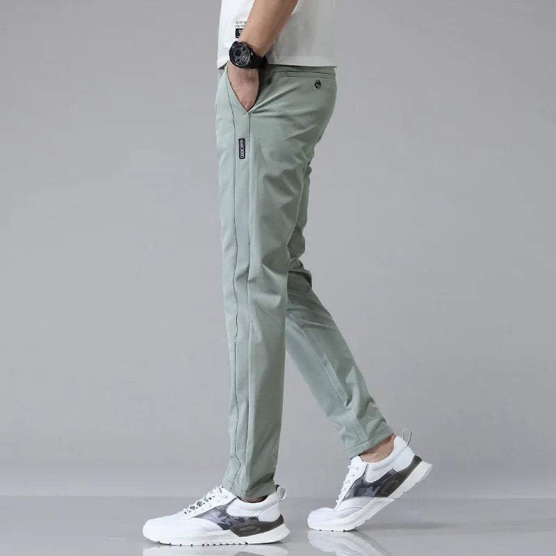 Men’s Slim Fit Stretch Pants – Lightweight Breathable Straight-Leg Trousers