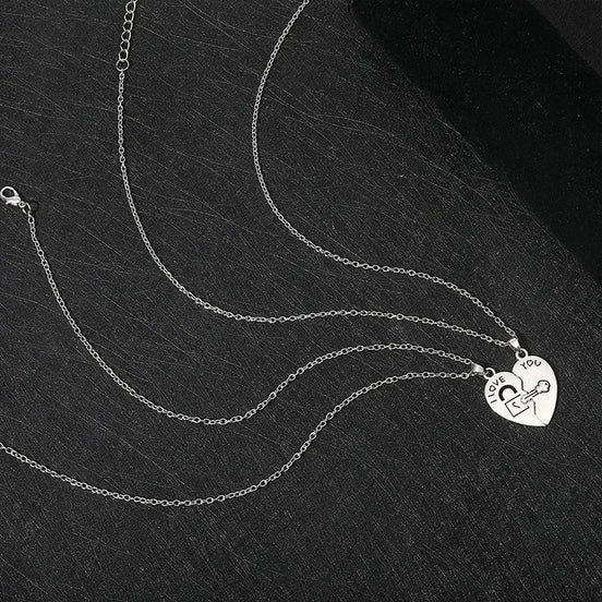 Couple Heart Lock & Key Necklace Set – 2-Piece Matching Pendant for Lovers
