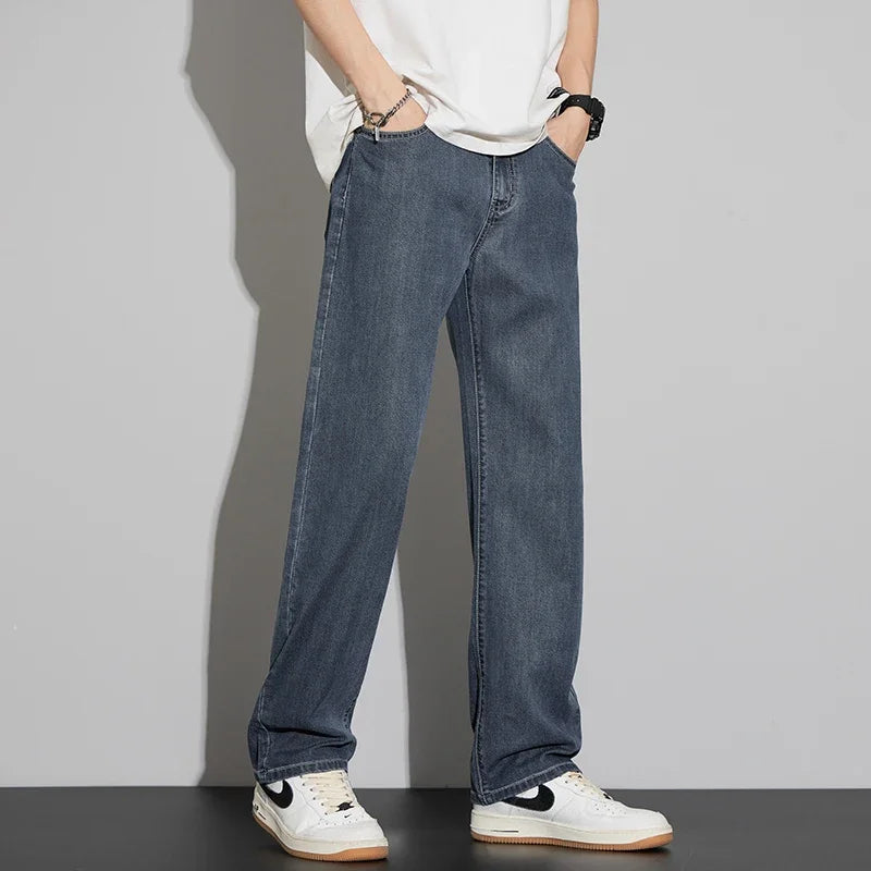 Men’s Lyocell Denim Pants – Lightweight Straight Fit Jeans