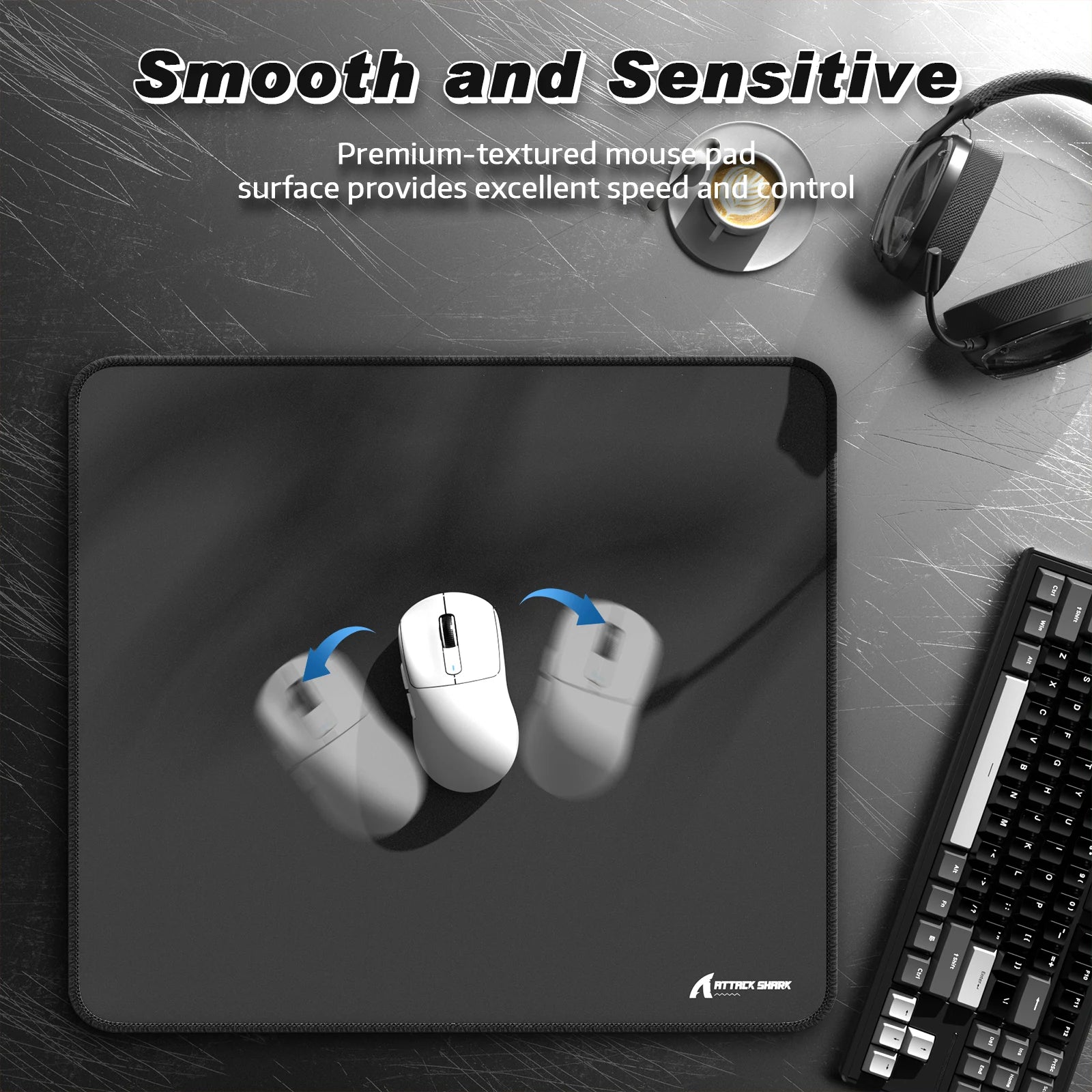 ATTACK SHARK CM02 Gaming Mousepad – eSports Control Mouse Mat with Smooth Surface & Non-Slip Base