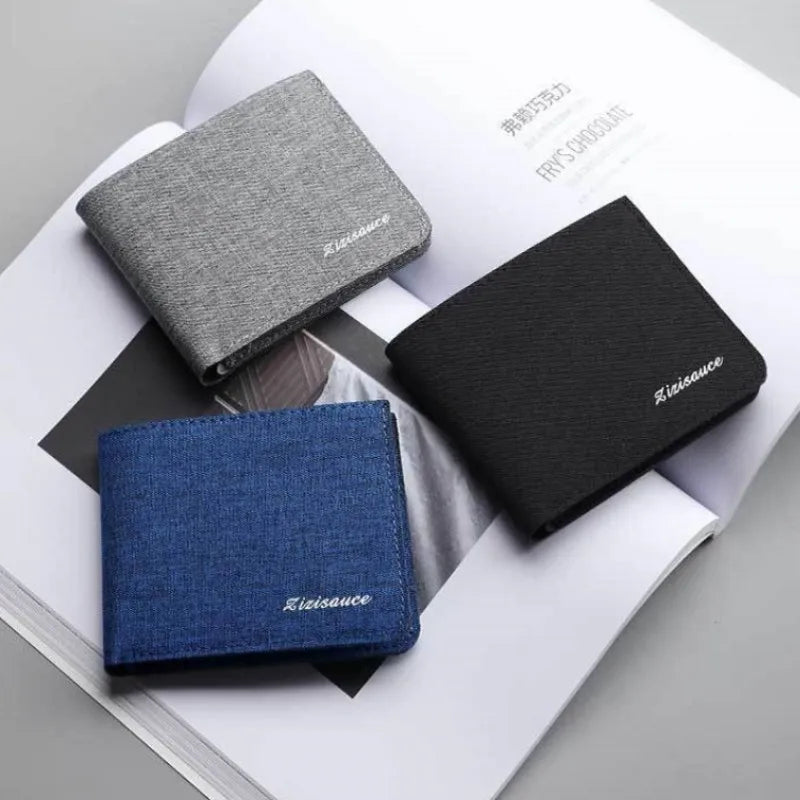 Men’s Canvas Wallet – Compact Zip Card Holder with ID Slot