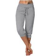 Women’s Summer Capri Pants – High Waist Cotton Blend Joggers with Pockets